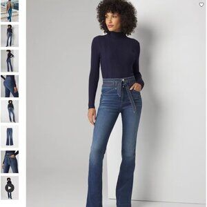 White House Black Market Everyday Soft EHR Belted Skinny Flare Jeans Size 2